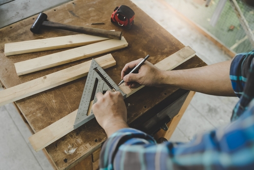 Hands,Of,Person,Doing,Diy,Project,At,Home.,Man,Measuring