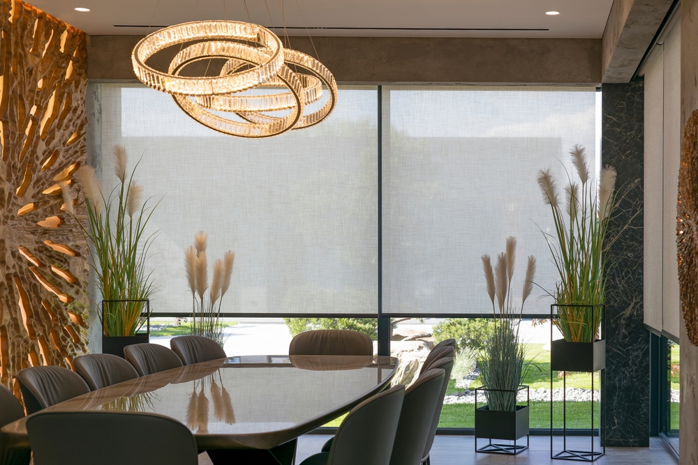 Roller,Blinds,In,The,Interior.,Automatic,Solar,Shades,Large,Size